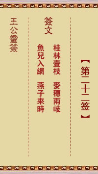 王公灵签 第22签：桂林一枝、麦穗两岐